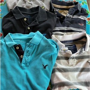5 men’s size medium polo shirts (4 American Eagle, one Hollister)